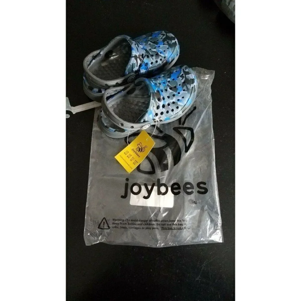 220 Kids Sz 8/9 Joybees Slip-On Clog Water Shoe Blue Camo